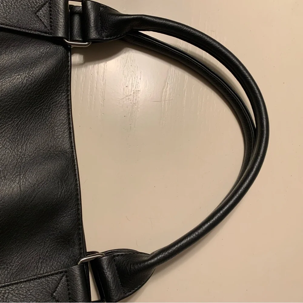 Black Vegan Leather Tote with Gunmetal Hardware. EUC - Picture 10 of 15